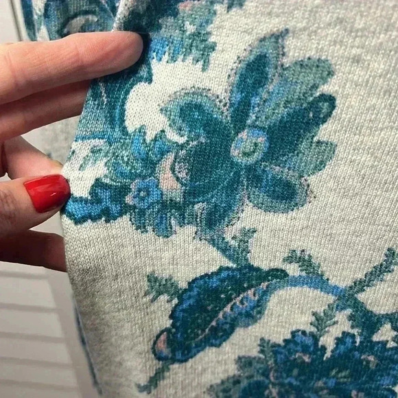 LOFT Floral Paisley Wool Blend Scoop Neck Sweater Size Medium - Picture 6 of 9